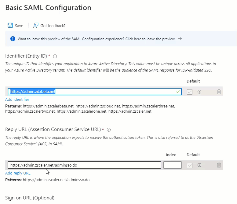 Admin SAML Configuration Guide for Azure Active Directory Zscaler