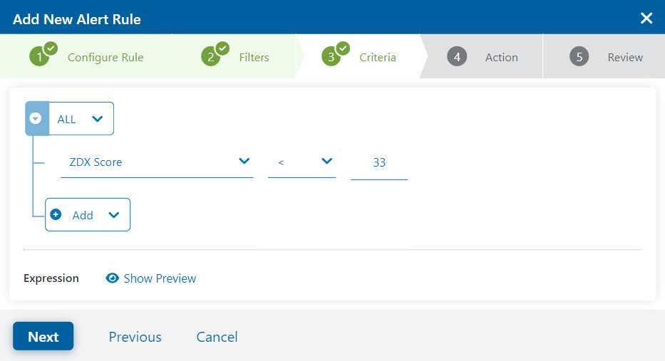 Configuring an Alert Rule Zscaler