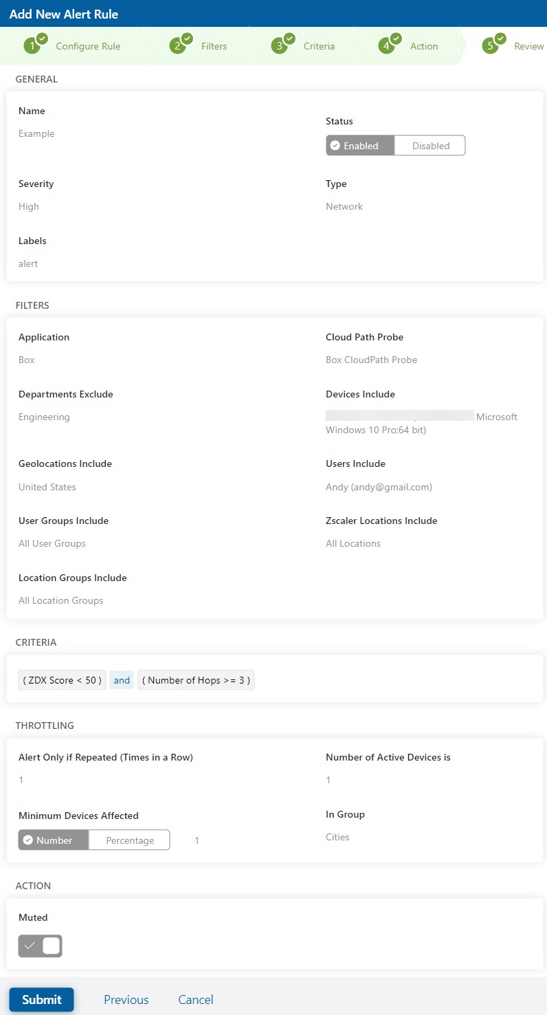 Configuring an Alert Rule Zscaler