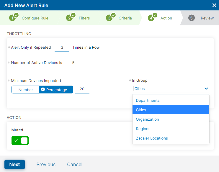 Triggering an Alert Zscaler
