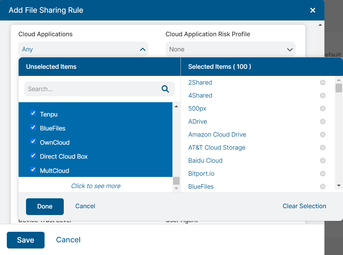 Adding a File Sharing Rule for Cloud App Control Zscaler